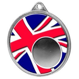 Union Jack Flag Logo Insert Silver 3D Printed Medal