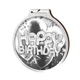 Habitat Classic Happy Birthday Silver Eco Friendly Wooden Medal