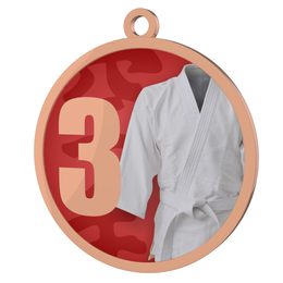 Martial Arts Red 3rd Place Printed Bronze Medal