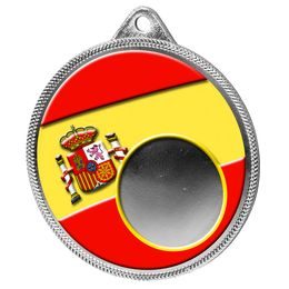 Spanish Flag Logo Insert Silver 3D Printed Spain Medal