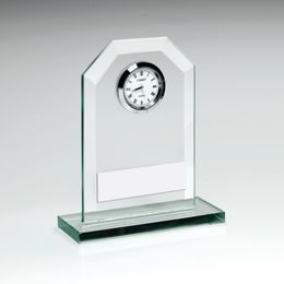 Glass Silver Clock Trophy
