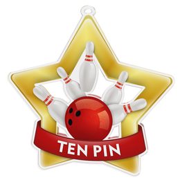 Ten Pin Bowling Mini Star Gold Medal