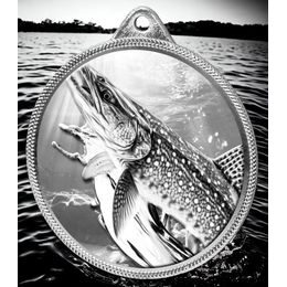 Pike Fishing Texture Classic Print Silver Medal