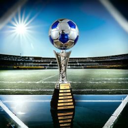 Eminent Silver and Blue Soccer Trophy