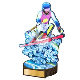 Grove Womens Downhill Skiing Real Wood Trophy