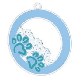 Blue Pooch Dog Paw Border Medal