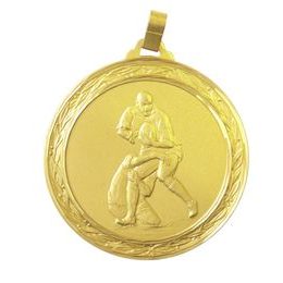 Diamond Edged Rugby Tackle Large Gold Medal