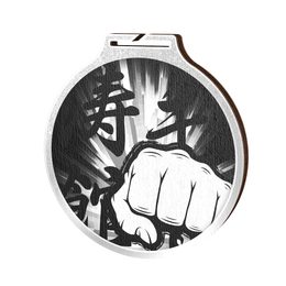 Habitat Classic Martial Arts Fist Silver Eco Friendly Wooden Medal