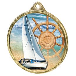 Sailing Colour Texture 3D Print Gold Medal