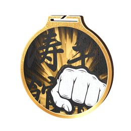 Habitat Classic Martial Arts Fist Gold Eco Friendly Wooden Medal
