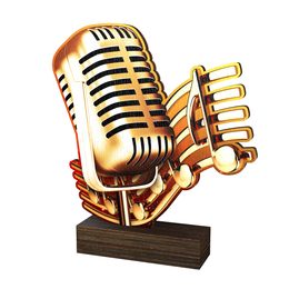 Sierra Microphone Singing Real Wood Trophy
