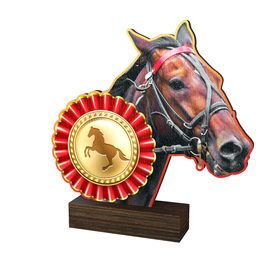 Sierra Equestrian Rosette Real Wood Trophy