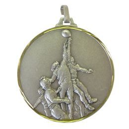 Diamond Edged Rugby Line Out Silver Medal