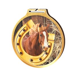 Habitat Horseshoe Equestrian Gold Eco Friendly Wooden Medal