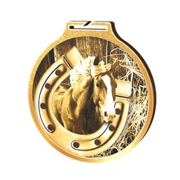 Habitat Classic Horseshoe Equestrian Gold Eco Friendly Wooden Medal