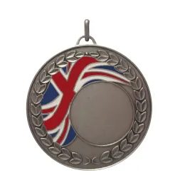 Union Jack Logo Insert Silver Brass Medal