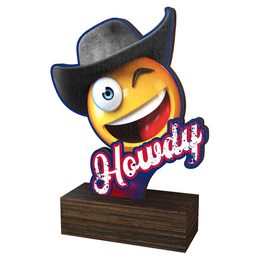 Howdy Black Hat Real Wood Trophy