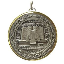 Diamond Edged Music Notes Silver Medal