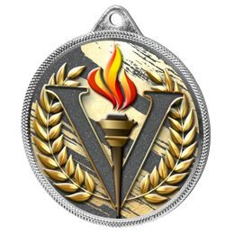 Victory Colour Texture 3D Print Silver Medal