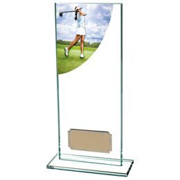 Colour Curve Jade Glass Golf Female Trophy