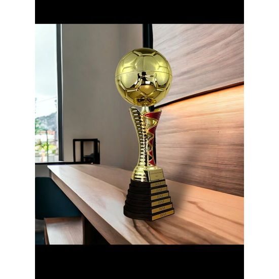 Eminent Gold and Red Soccer Trophy