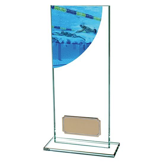 Colour Curve Jade Glass Swimming Trophy