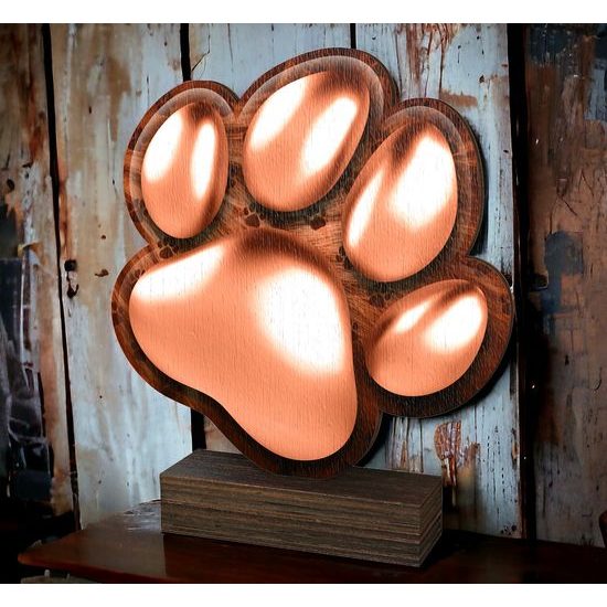 Sierra Classic Dog Paw Print Wood Trophy