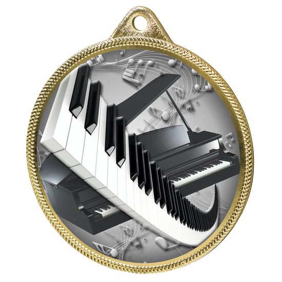 Piano and Keyboard Colour Texture 3D Print Gold Medal