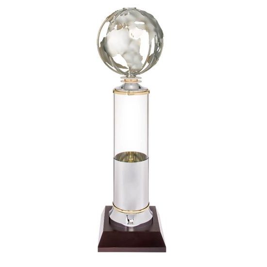 Jux Silver Plated Metal Globe Award