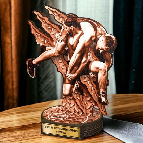Grove Classic Wrestling Real Wood Trophy