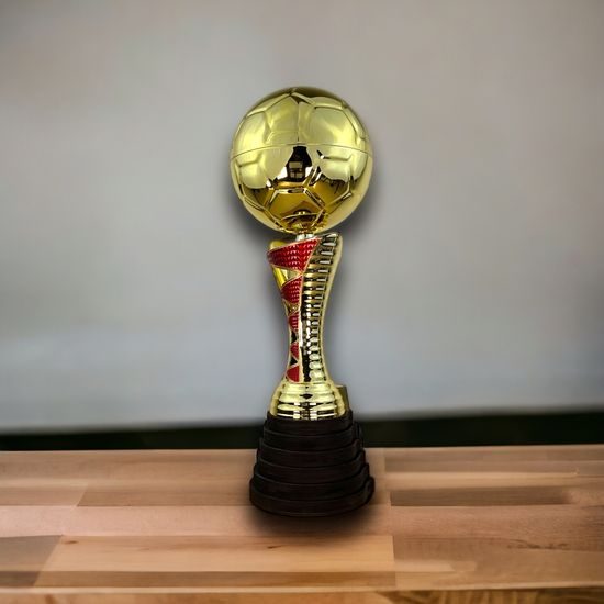 Eminent Gold and Red Soccer Trophy