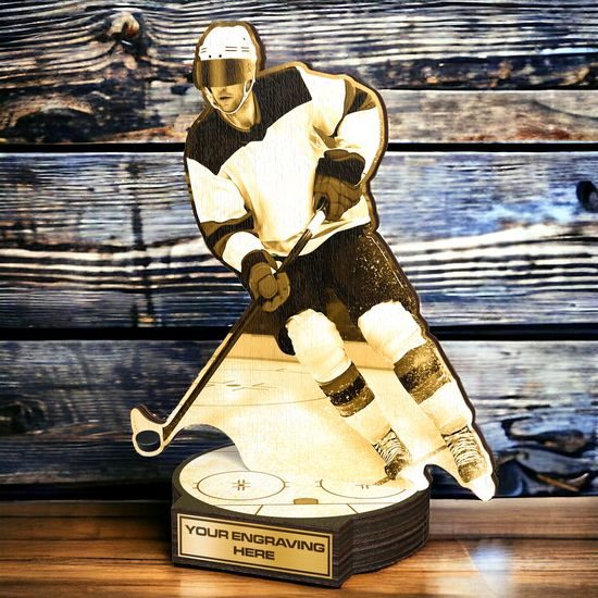 Grove Classic Ice Hockey Player Real Wood Trophy