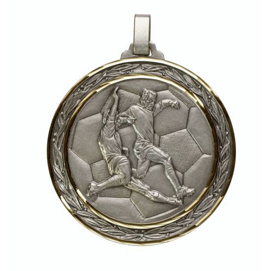 Diamond Edged Football Tackle Silver Large Medal
