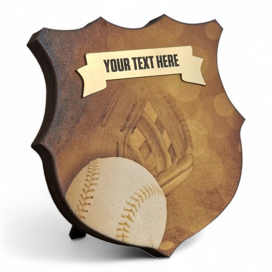Heraldic Birchwood Baseball Sepia Shield