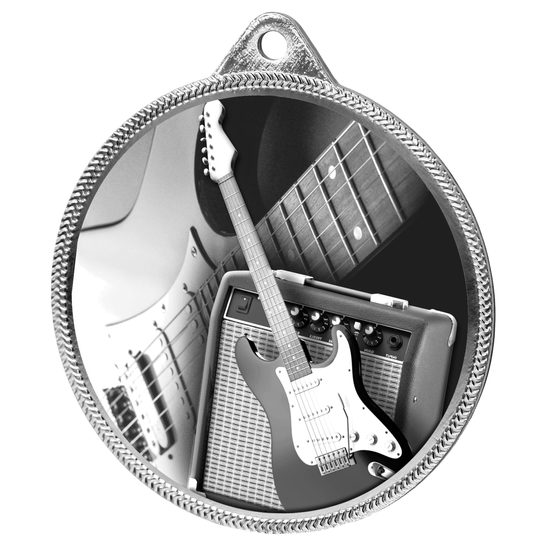 Electric Guitar Classic Texture 3D Print Silver Medal