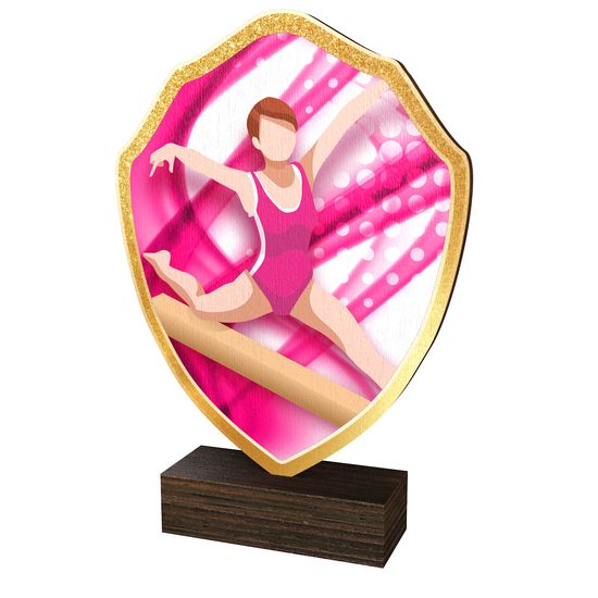 Arden Gymnastics Female Real Wood Shield Trophy