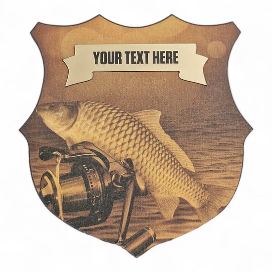 Heraldic Birchwood Fishing Sepia Shield