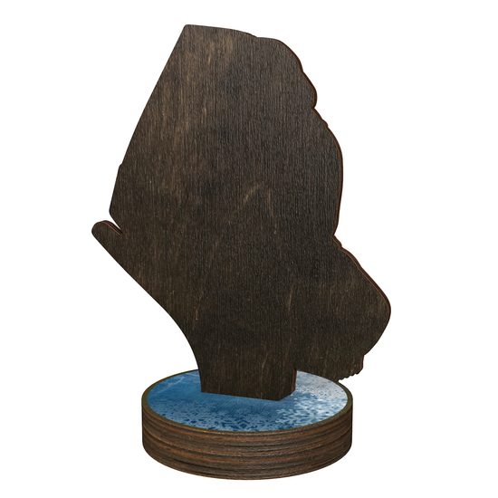Grove Ice Skating Black Boot Real Wood Trophy