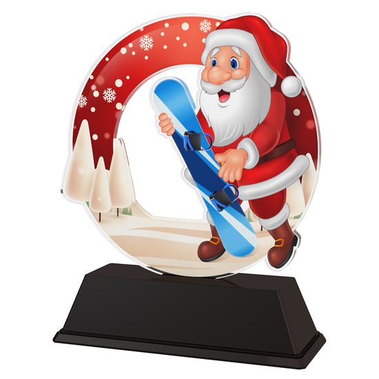 Santa Snowboard Christmas Trophy