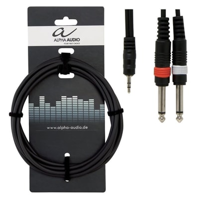 Alpha Audio Basic Line Audio, Y-Kabel 1,5 m, 2x 6,3 jack - 3,5 stereo jack