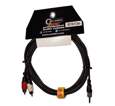 Carlsbro BI161-3M audio kabel 3 metry, 2x Cinch/ 3,5 mm jack