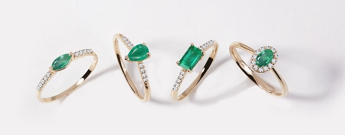 Emerald rings in yellow gold - KLENOTA