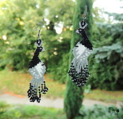 Julie oXo‘s Piliarová - náušnice Peacock Black&White