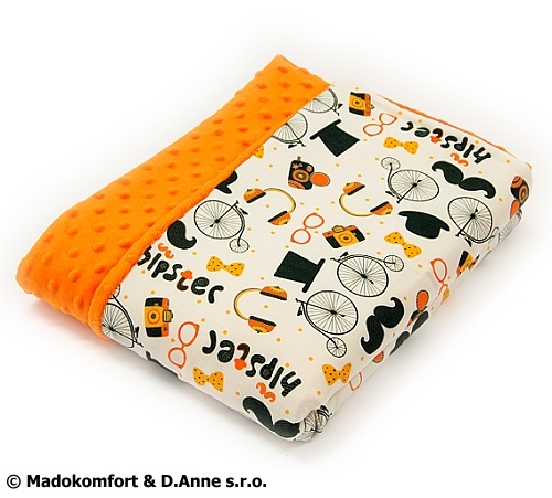 Madokomfort - Dětská deka 75x100 BAMBUS MINKY, zateplená (80g/m2), HIPSTER - ORANŽOVÁ