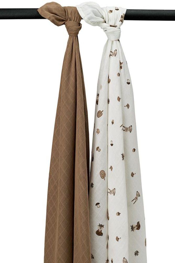 Meyco Mušelínové pleny 2-balení Forest animals toffee