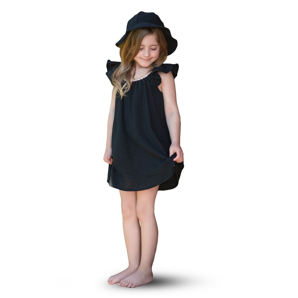 ESITO Dívčí klobouk mušelín Black - černá / XS - ESITO Dívčí klobouk mušelín Black - černá / XXS