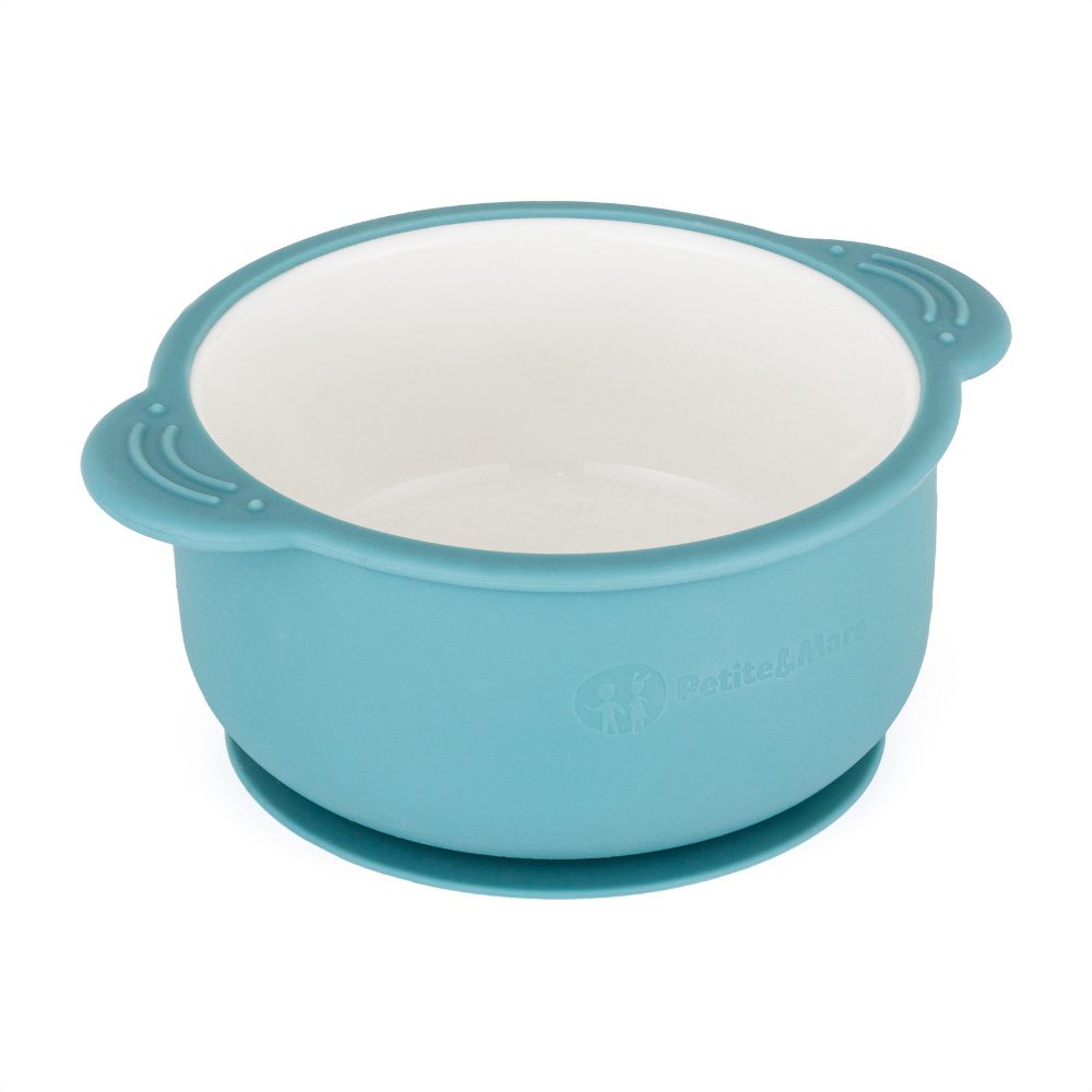 PETITE&MARS Miska keramická se silikonovým obalem - Teal Blue