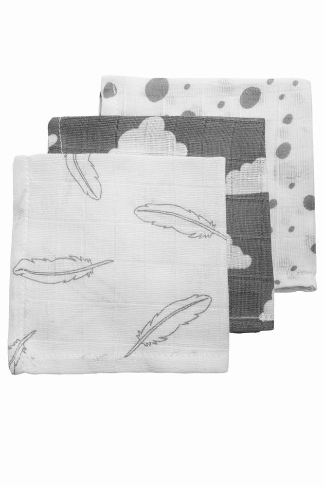 Meyco Plena-žínka Feathers-clouds-dots grey/white