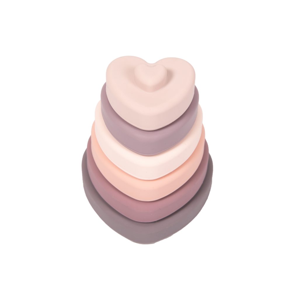 Bo Jungle Silikonová stohovací kousátka B-Silicone - Hearts
