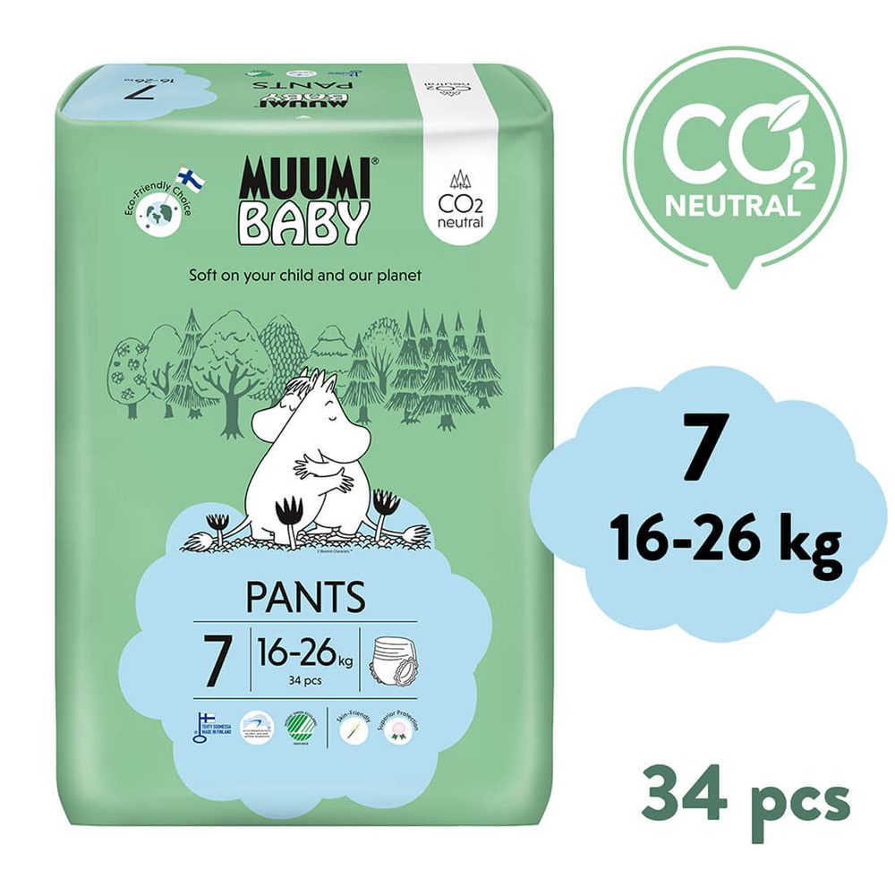 Muumi Baby Walkers 7 XL 16-26 kg (34 ks), kalhotkové eko pleny